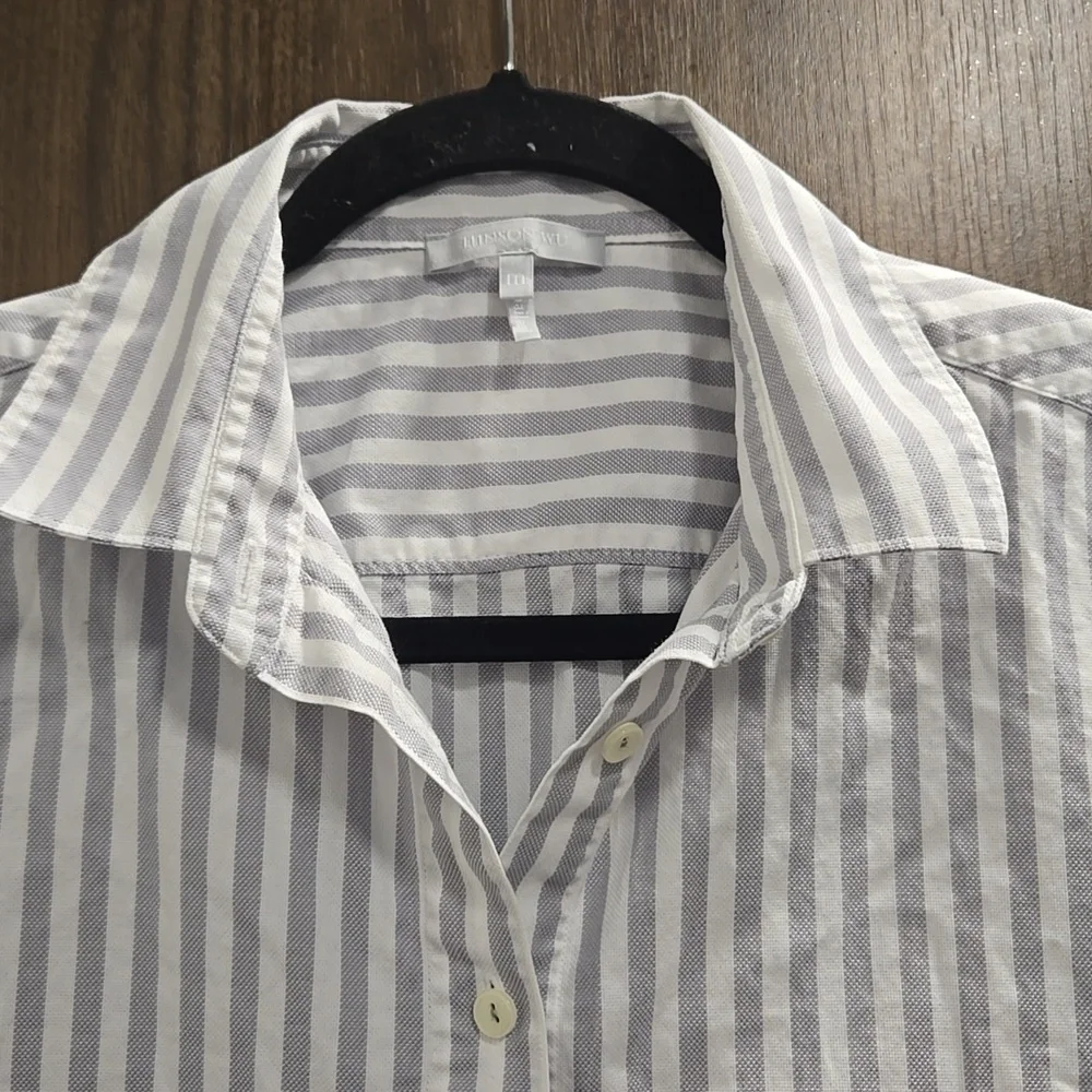 HINSON WU-"Halsey" 3/4 Sleeve Oversize Stripe Shirt-Size Medium - Picture 7 of 15